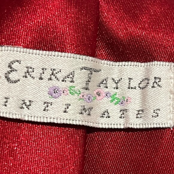 Erika Taylor Womens VTG Satin Slip Dress Size M Red Vamp Scalloped Gothic Noir - Picture 6 of 11